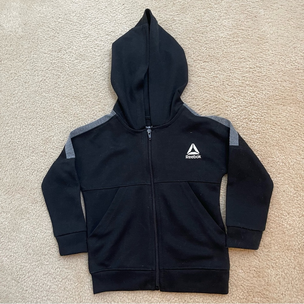 Reebok Unisex Kids Black Knit- 3T-Long Sleeve Hooded Jacket Hoodie Pockets